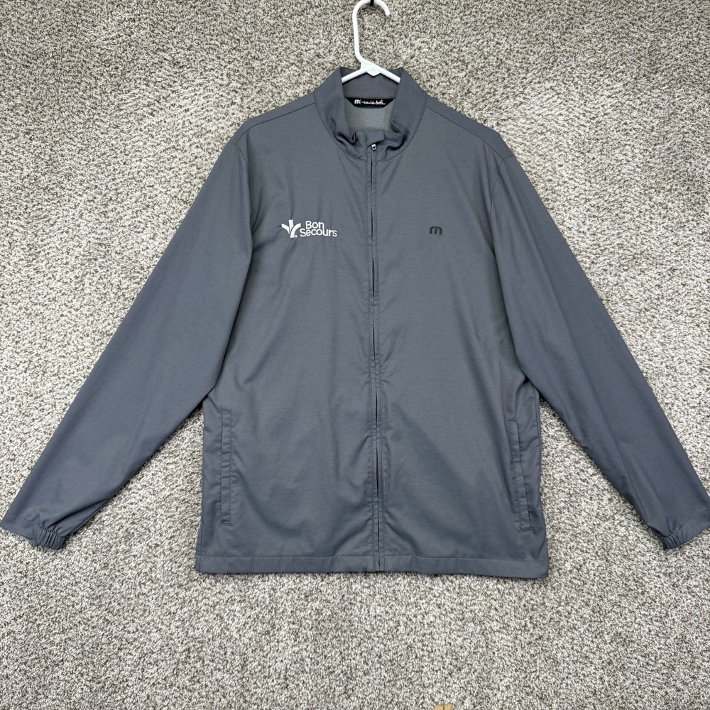 Travis Mathew Surfside Full Zip Jacket Men's Large Gray Herringbone Pockets Golf